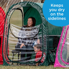 WeatherPod opened accommodates 1-2 people with generous legroom.
