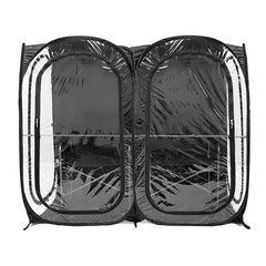 WeatherPod Original open with two adults on the sideline for rain protection