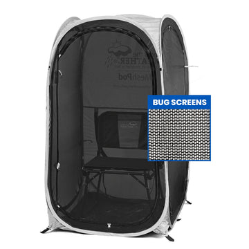 WeatherPod original pop-up front view shows instant setup for bug-free outdoor moments.