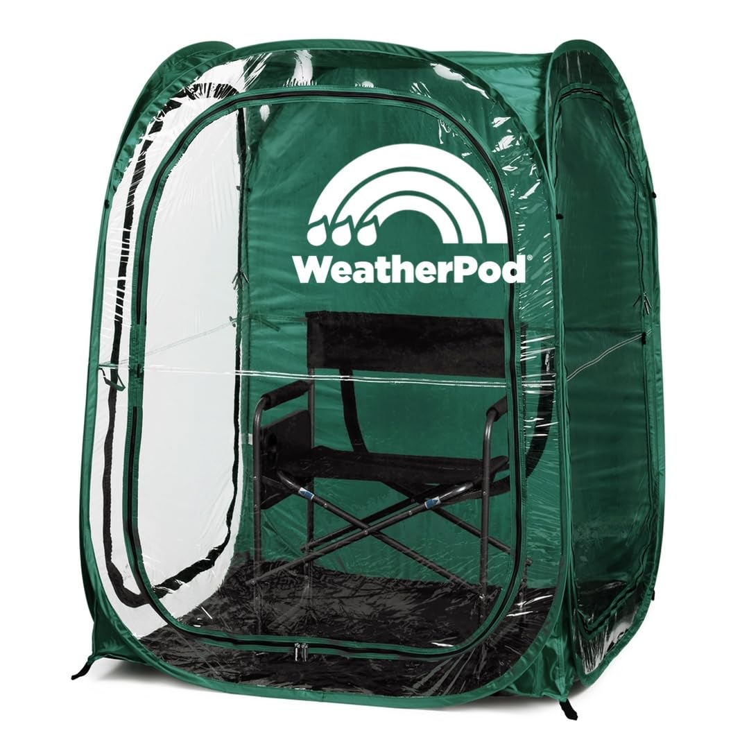 WeatherPod Original pop-up shelter open for quick rain protection on the sideline