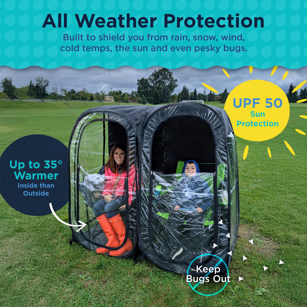 WeatherPod Original UPF50 sun protection shading players and spectators