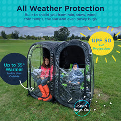 WeatherPod Original UPF50 sun protection shading players and spectators