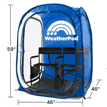 Under the Weather WeatherPod UPF 50 shelter blocks sun during outdoor viewing.