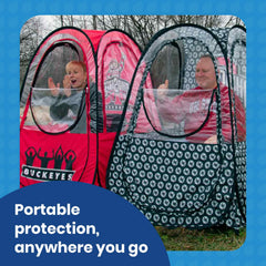 WeatherPod tapered sides deflect wind for stable shelter.