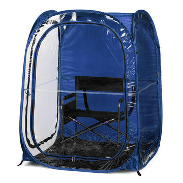 WeatherPod XL pod open side view with quick shelter from rain and wind