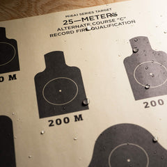 Weatherproof 25m alt C targets for qualification, tan paper