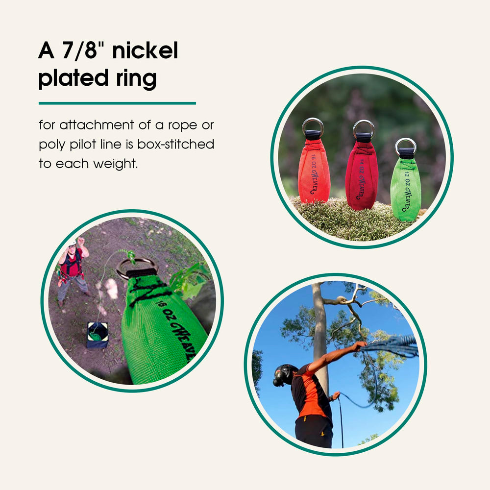 Neon green Weaver Throw Weight highlighted for quick identification during climbs.