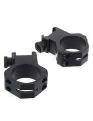 Weaver four-hole skeleton ring assembly offers sturdy rail mounting with reduced weight for steady aiming.