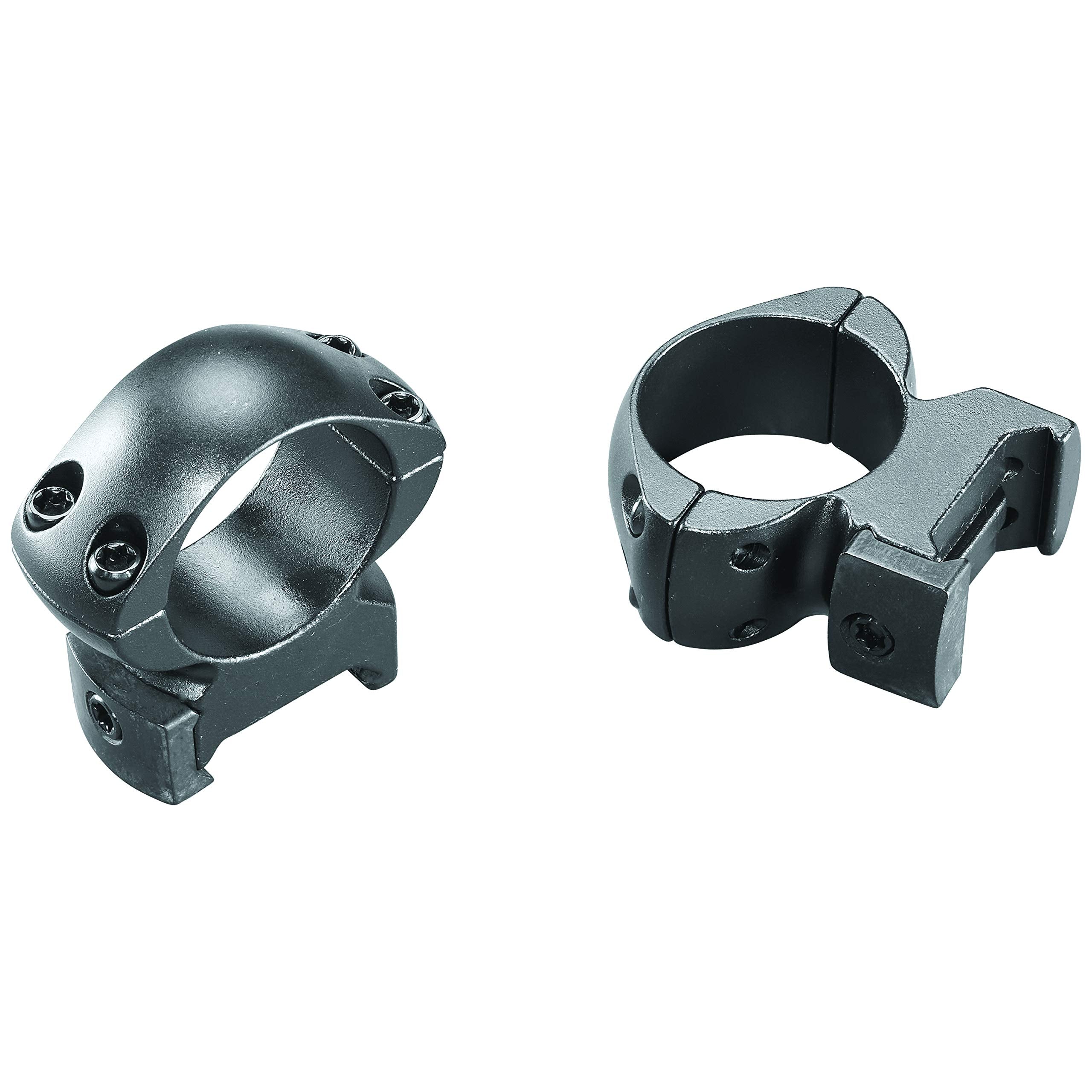 Weaver Grand Slam 1-Inch High Rings matte black, assembly view showing secure cross lock design.