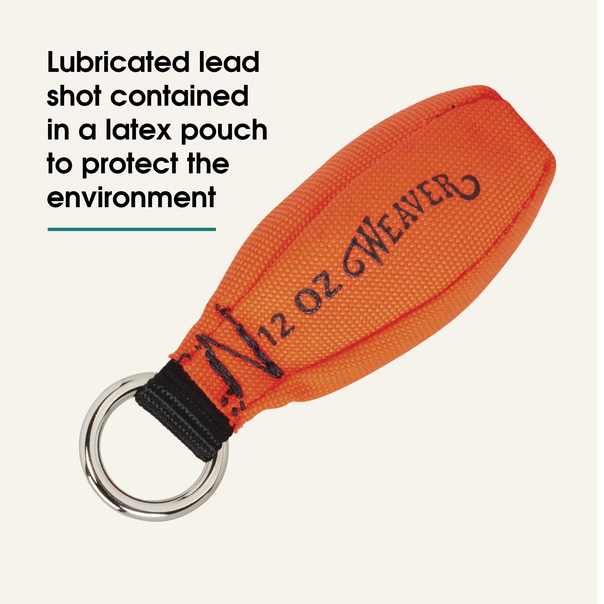 Weaver Leather arborist weight showing secure 7/8 inch ring attachment
