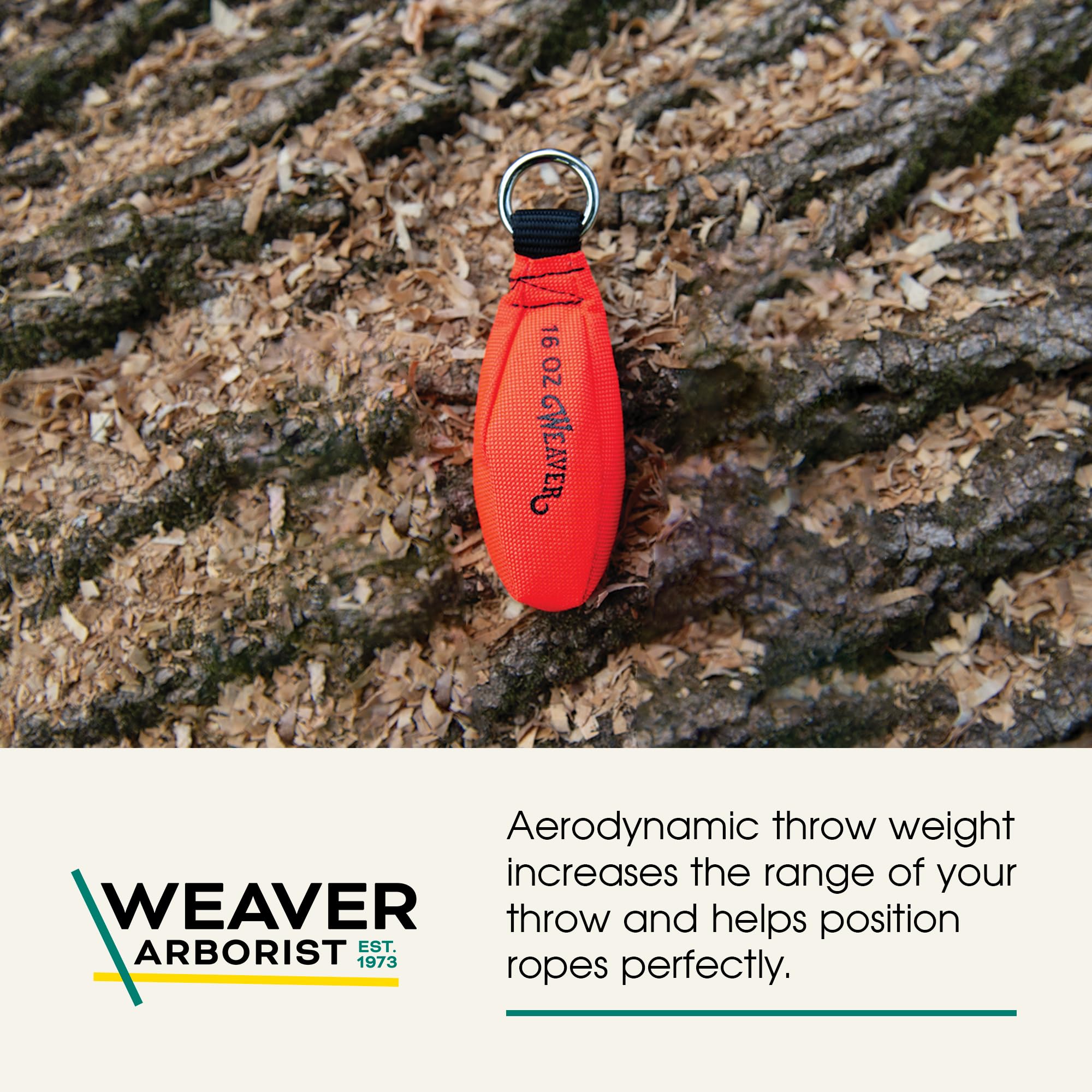 Weaver Leather arborist weight with ring securely attaches ropes.