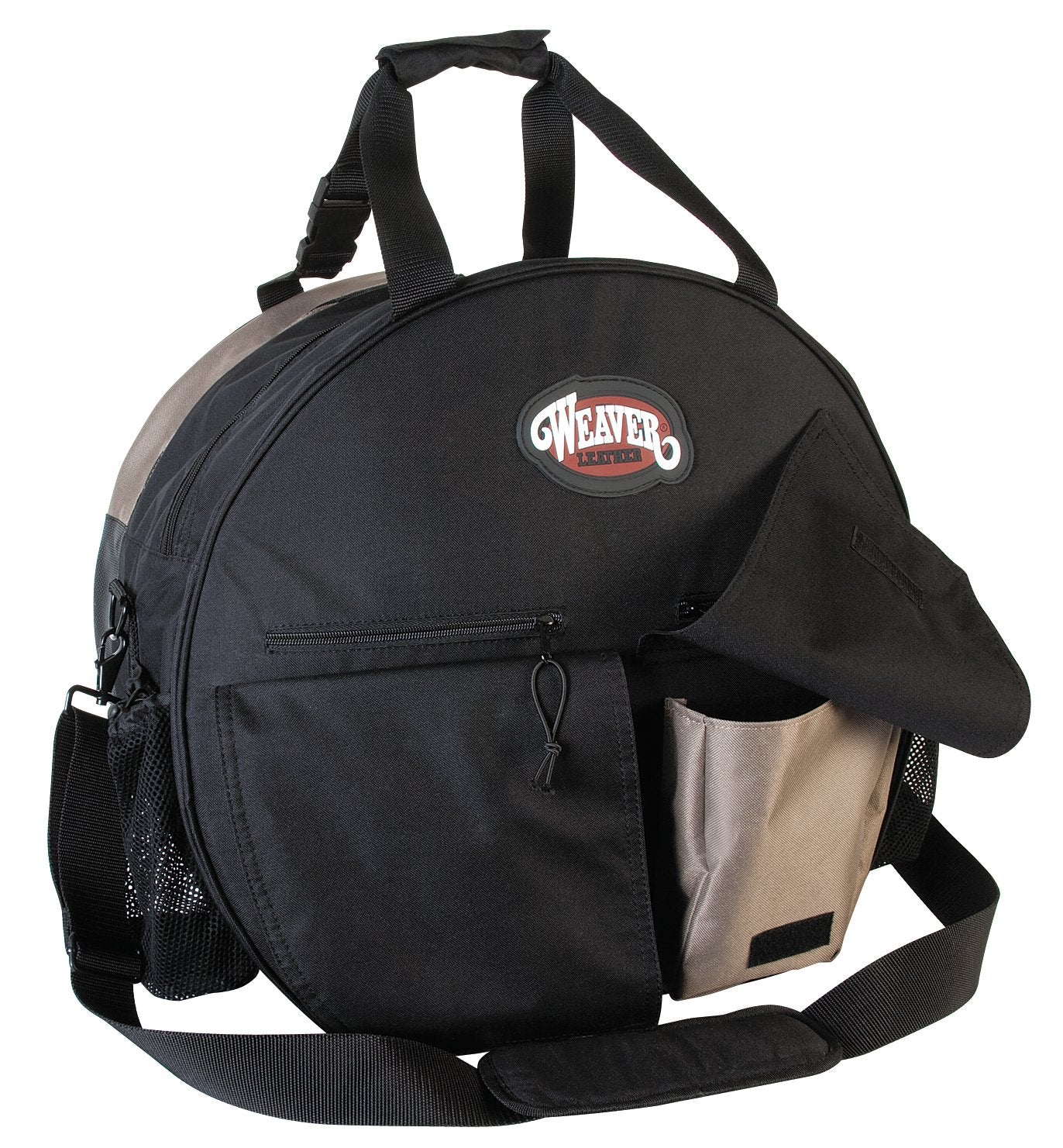 Weaver Leather Deluxe Rope Bag in Black/Tan with spacious compartments for ropes and gear.