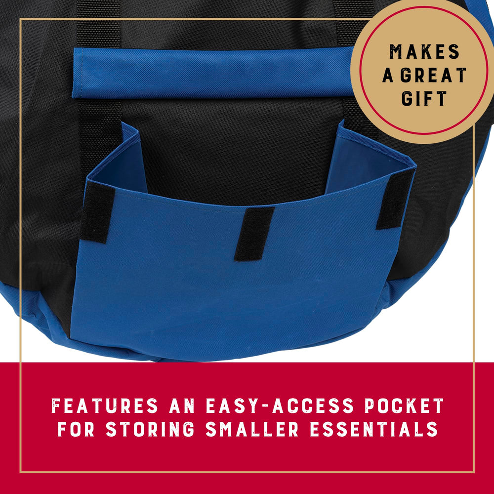 Weaver Leather rope bag adjustable shoulder strap enables hands-free carrying.