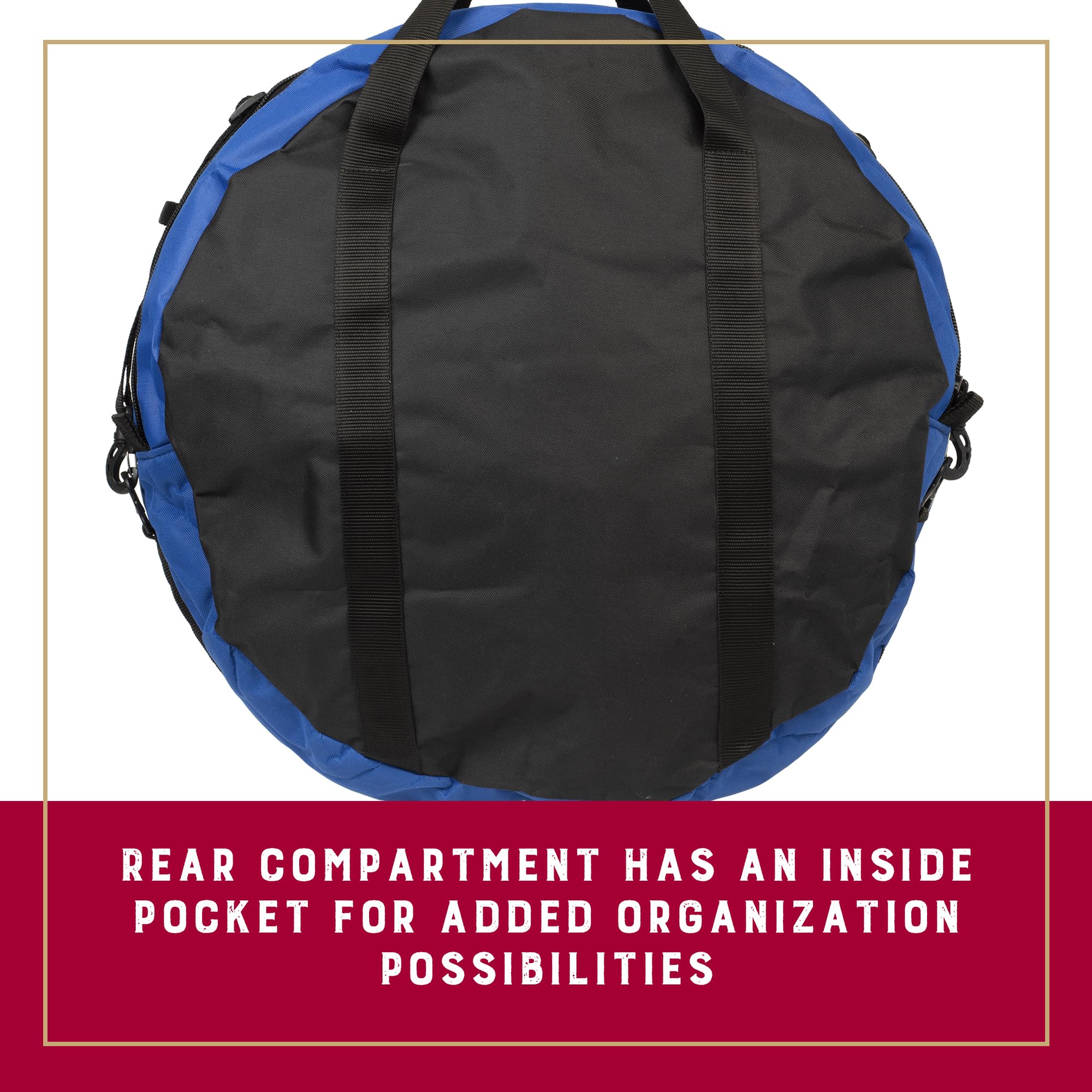 Weaver Leather rope bag rear compartment pocket keeps essentials securely stored.