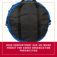 Weaver Leather rope bag rear compartment pocket keeps essentials securely stored.