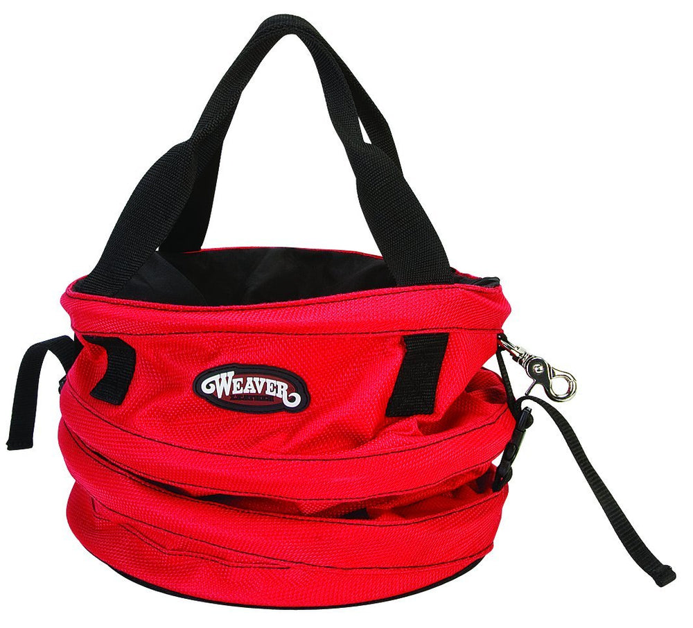 Weave Leather Rope Bag shows exterior spiral wire preventing collapse during use.
