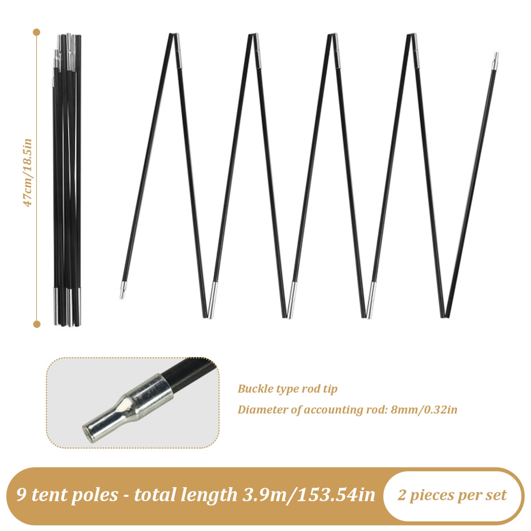 Wedhapy 18-section fiberglass poles enabling adjustable height for tents and tarps