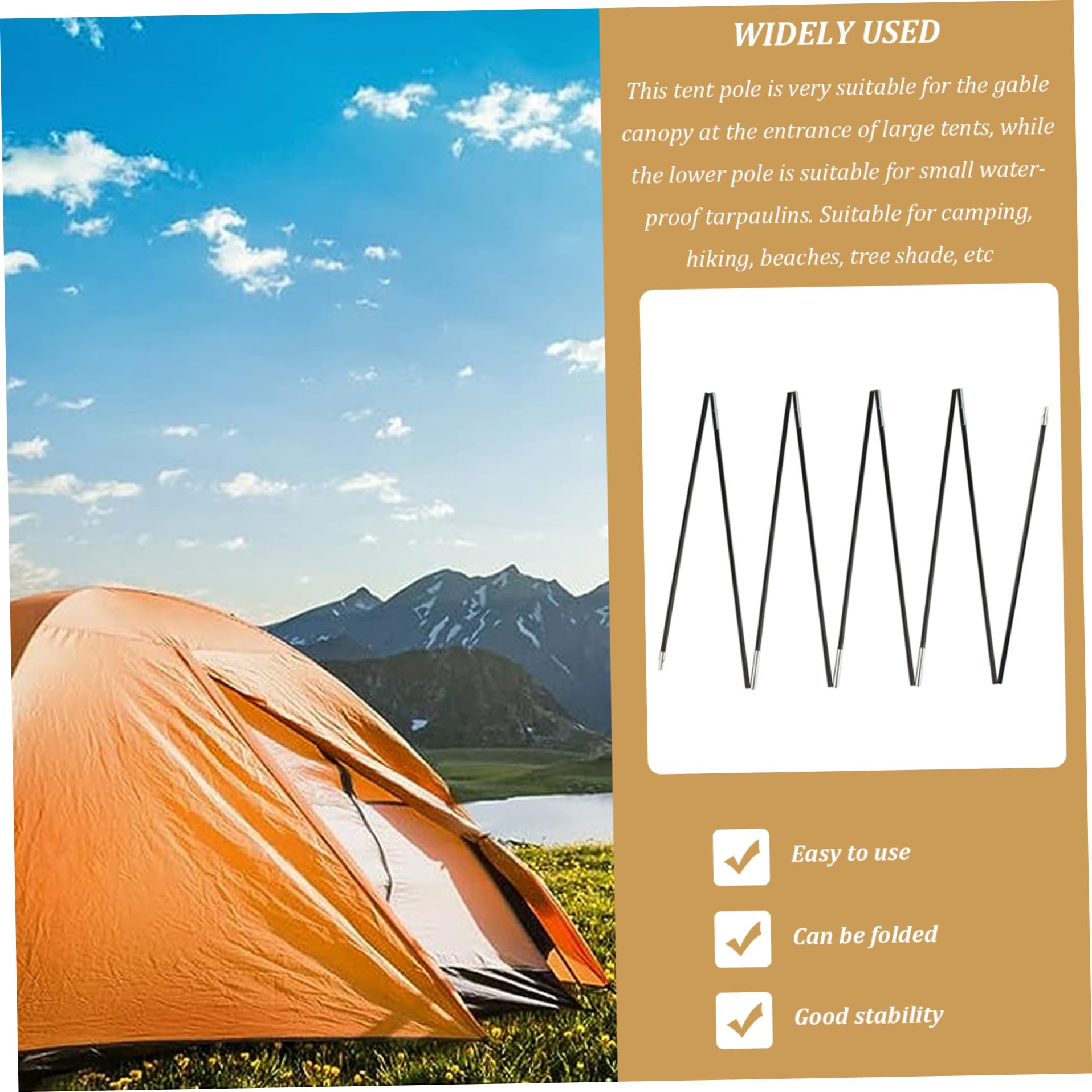 Wedhapy tent poles head design for soft terrain anchoring in soil or meadows