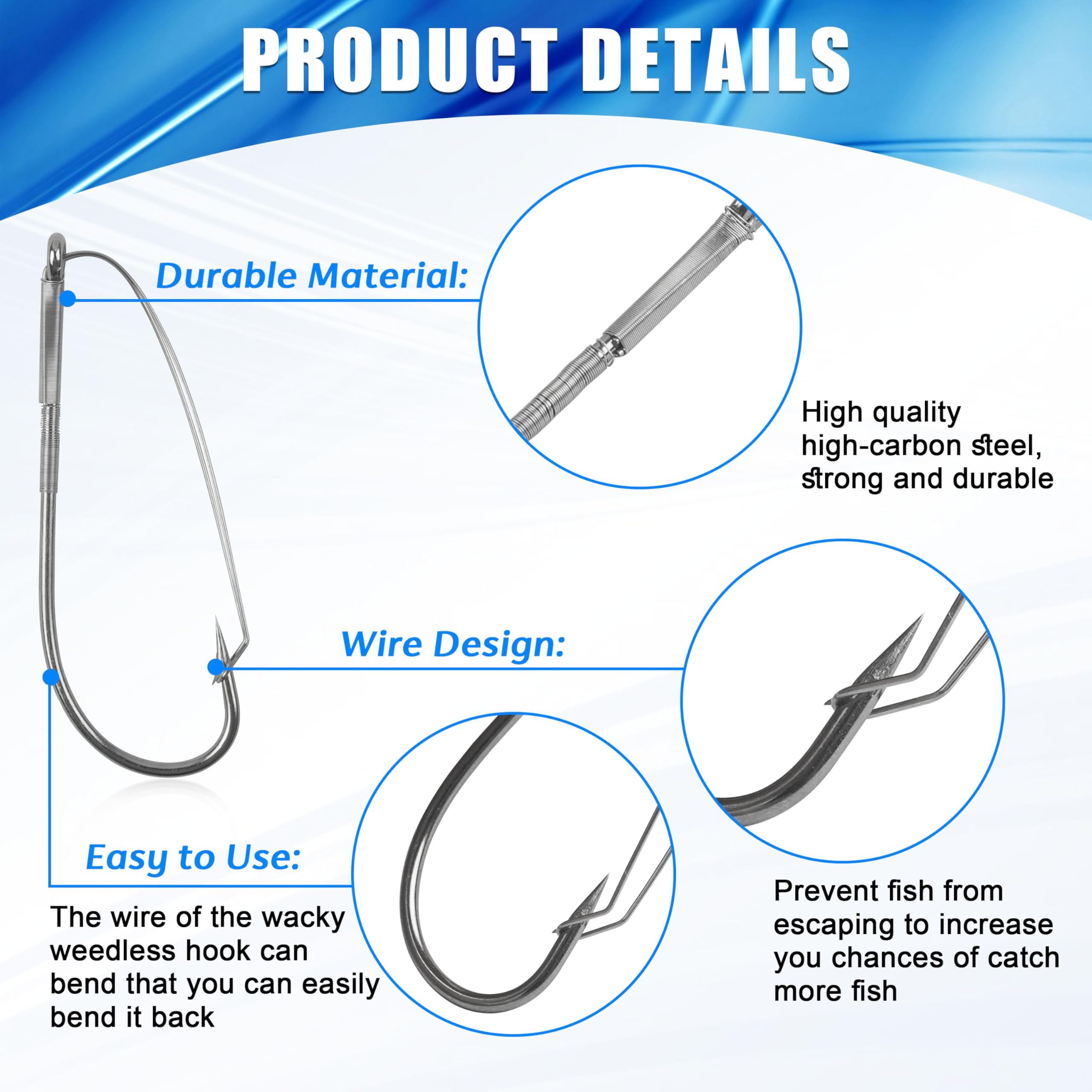 Weedless Wacky Rig Hook 2/0 size close-up