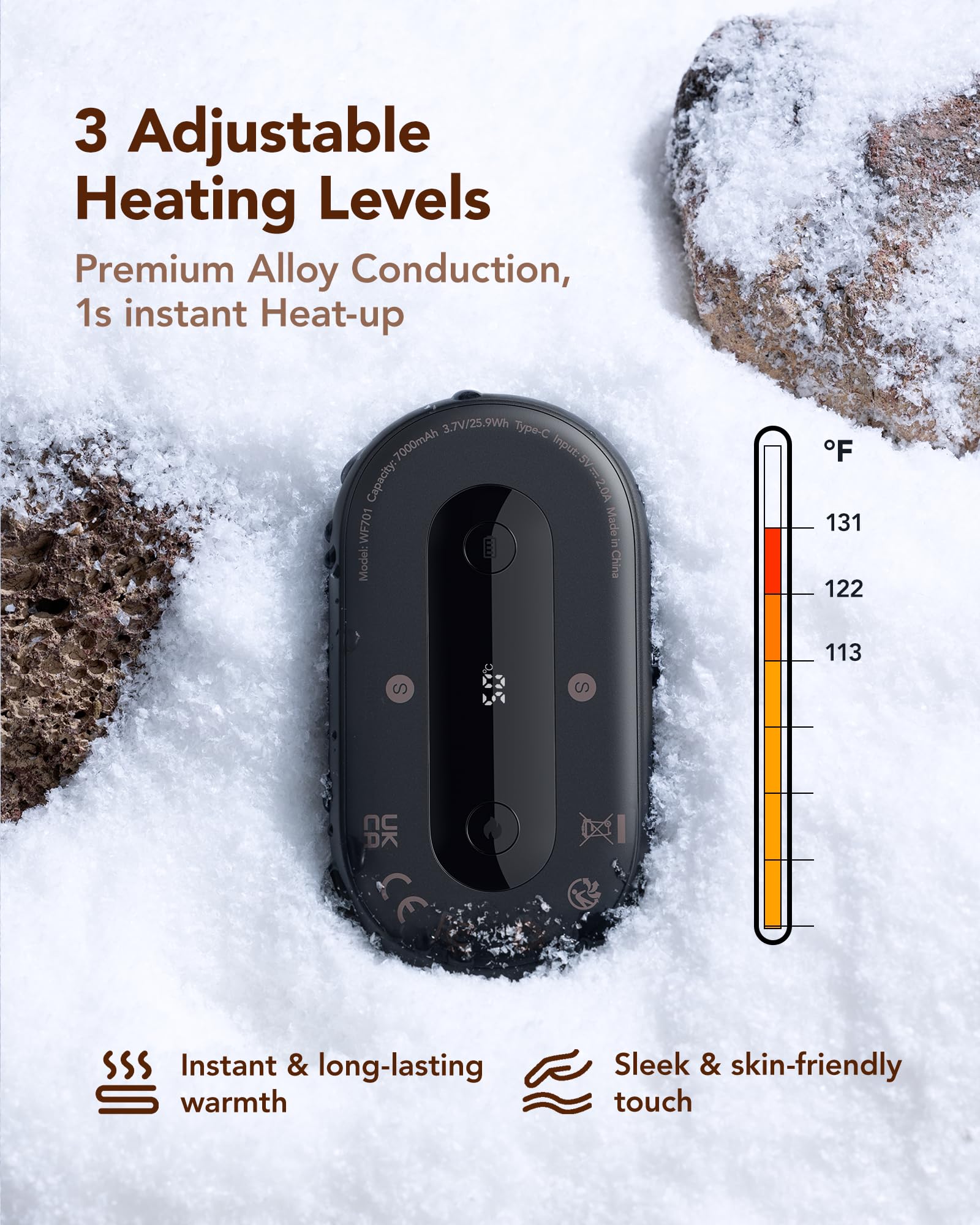 WeeFancy 7000mAh battery hand warmers for long-lasting warmth.