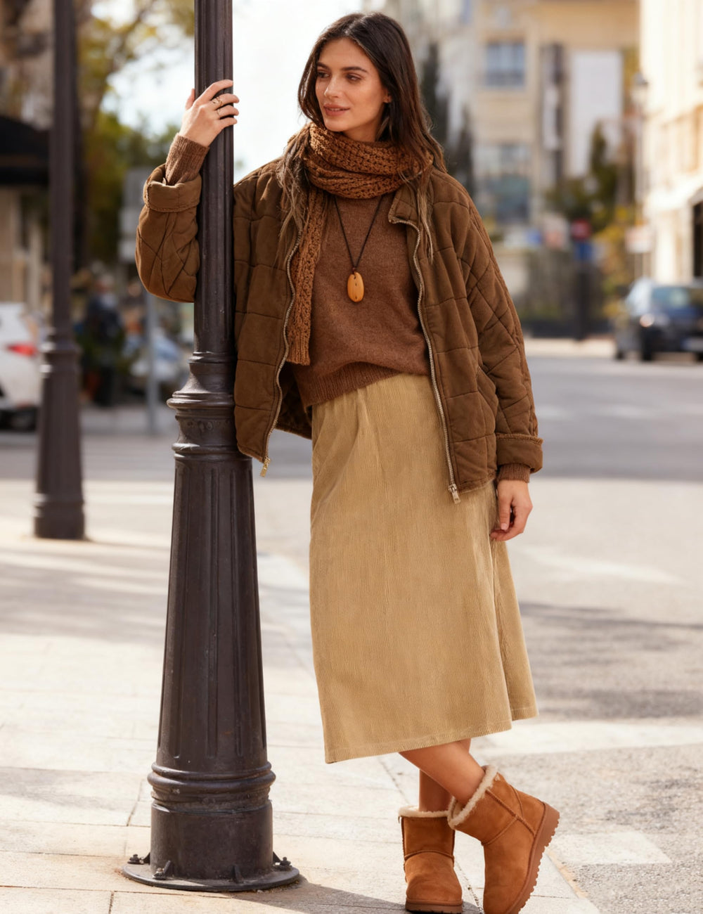 Wefebi model wearing the jacket for street-ready winter styling