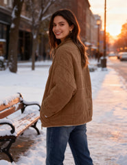 Wefebi quilted jacket with side pockets for convenient daily storage
