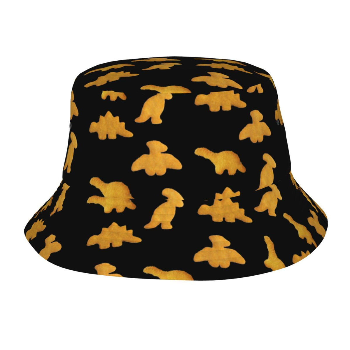 Wegphh Cute Dinosaur Nuggets Bucket Hat front view offers stylish sun protection.