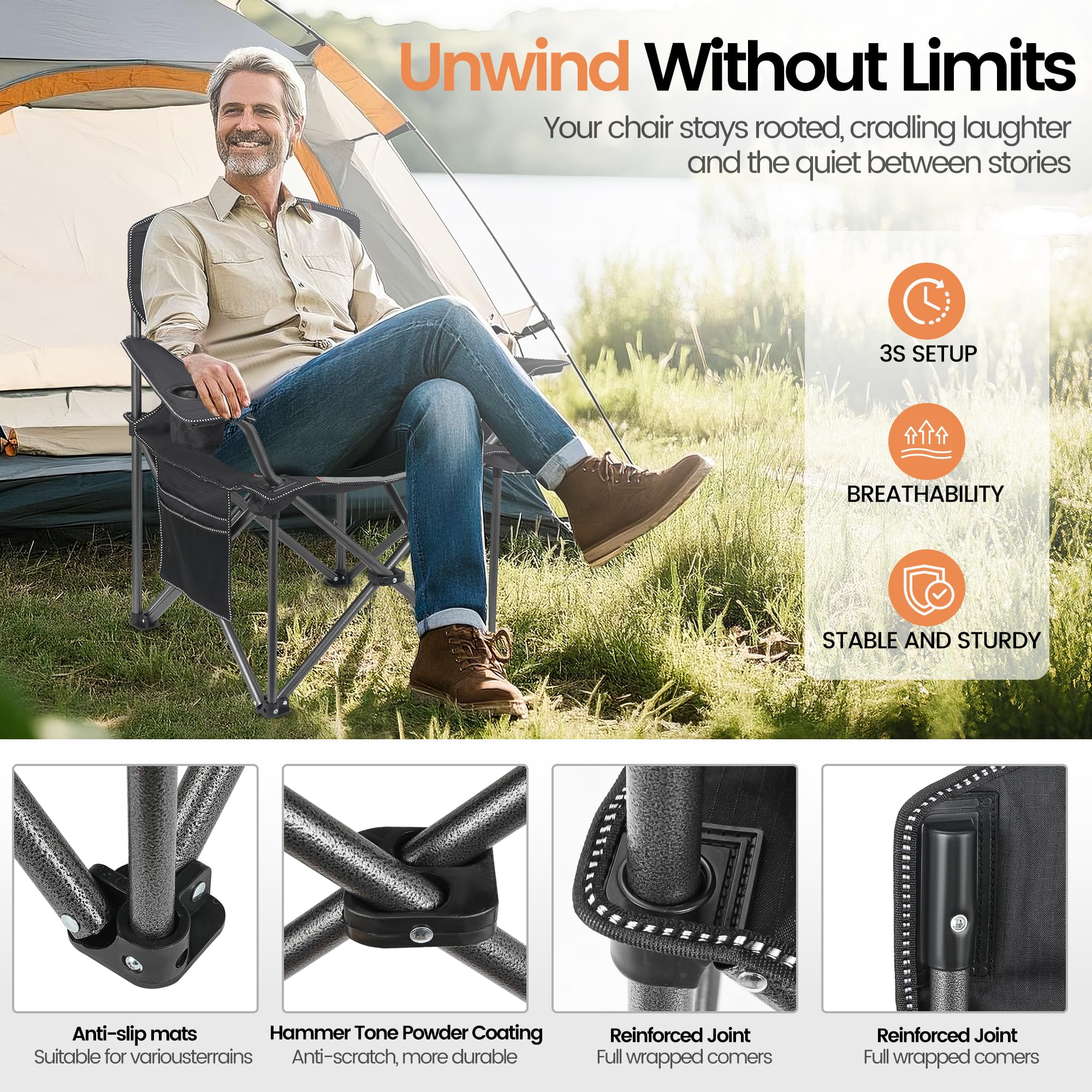 WEIDIORME 2-pack folding chair packed image illustrating ultra-light portability for RV trips.