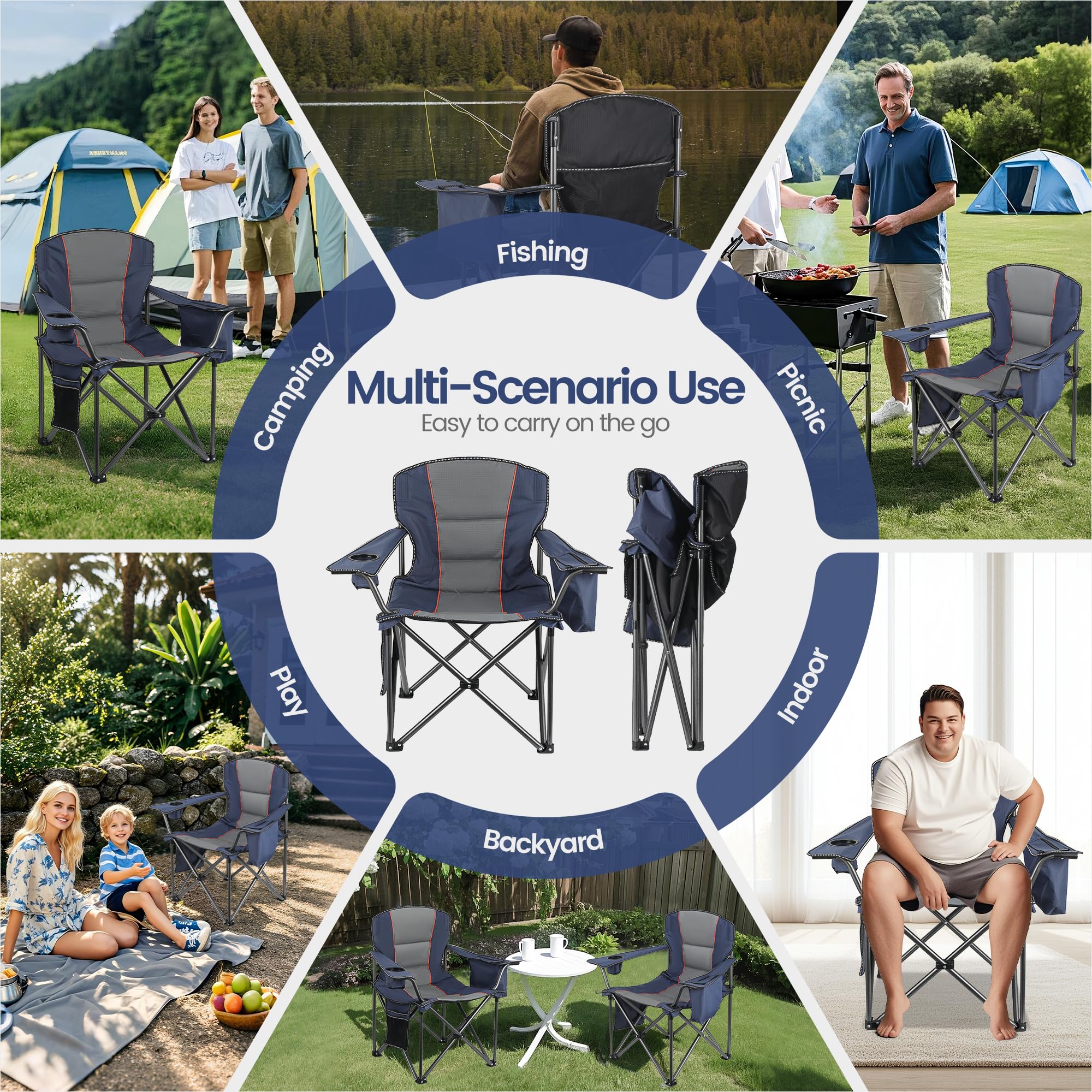 WEIDIORME 2-pack camping chair cooler bag demonstrates all-in-one convenience.