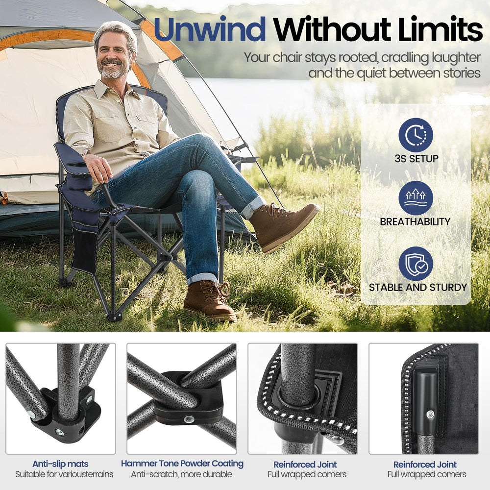 WEIDIORME 2-pack camping chair cup holder keeps drinks within reach.
