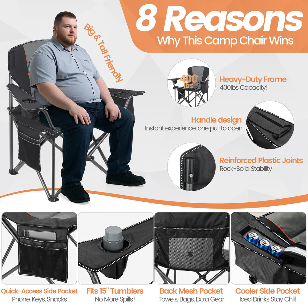 WEIDIORME camping chair cup holder image highlighting easy beverage access at tailgates and beaches.