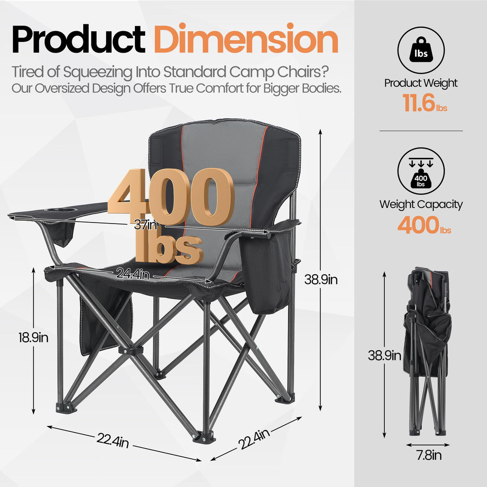 WEIDIORME oversized chair with side pocket demonstrating convenient storage during picnics and camping.