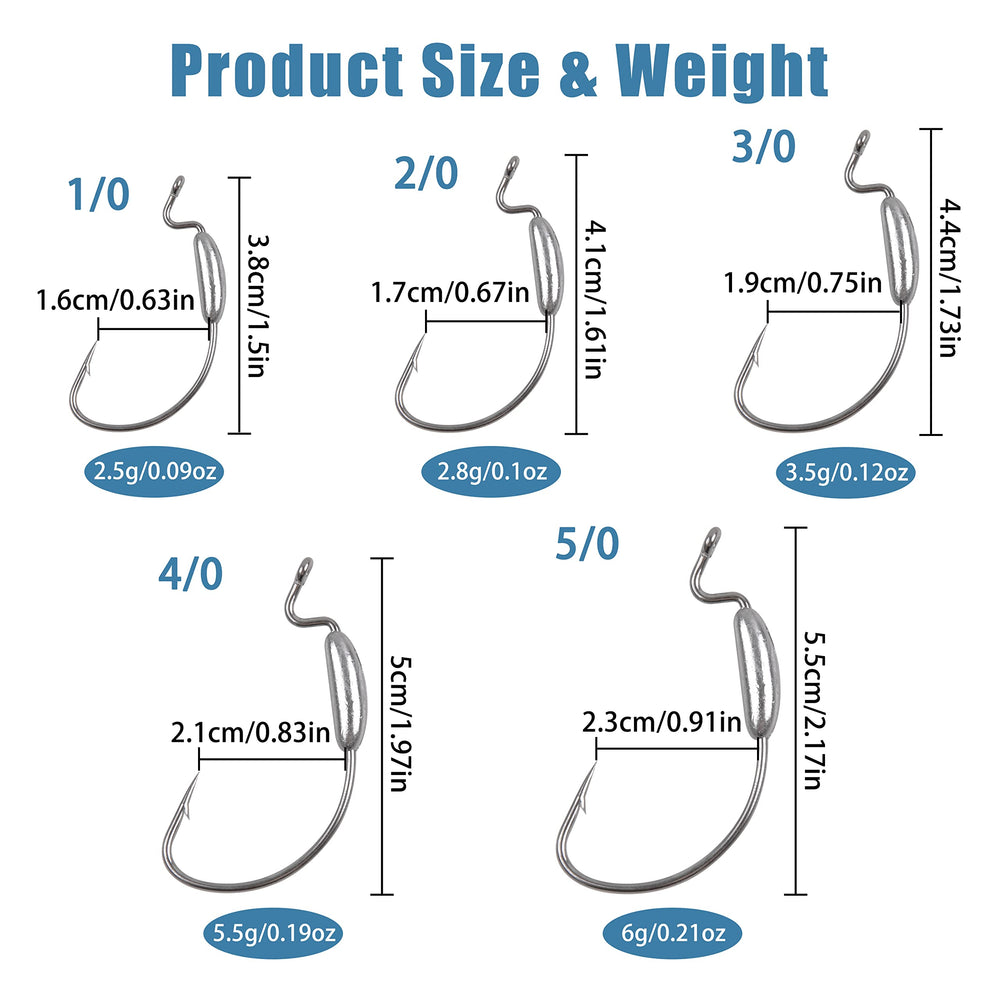 2.8g weighted worm hook with extra wide gap