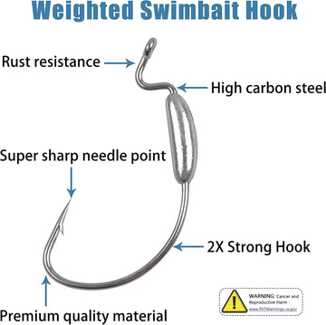 5.5g weighted swimbait hook with weight forward design