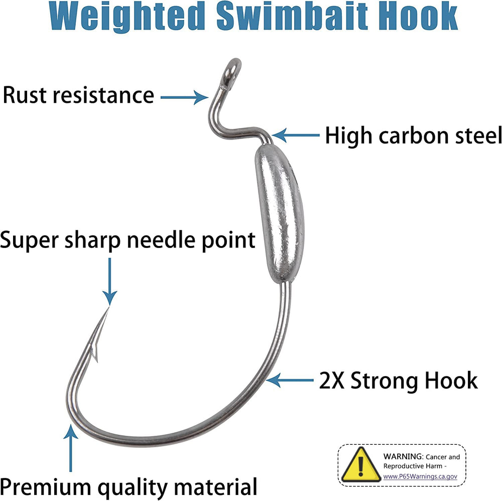 5.5g weighted swimbait hook with weight forward design