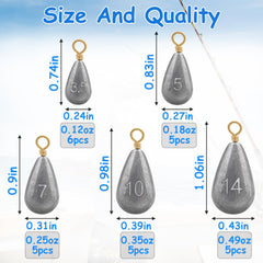 Six 1/2 oz fishing weights