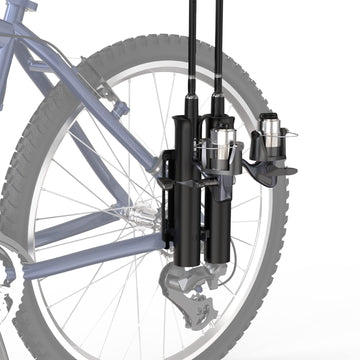 WEIGUZC fishing rod holder on bike back fork secures two rods for road trips