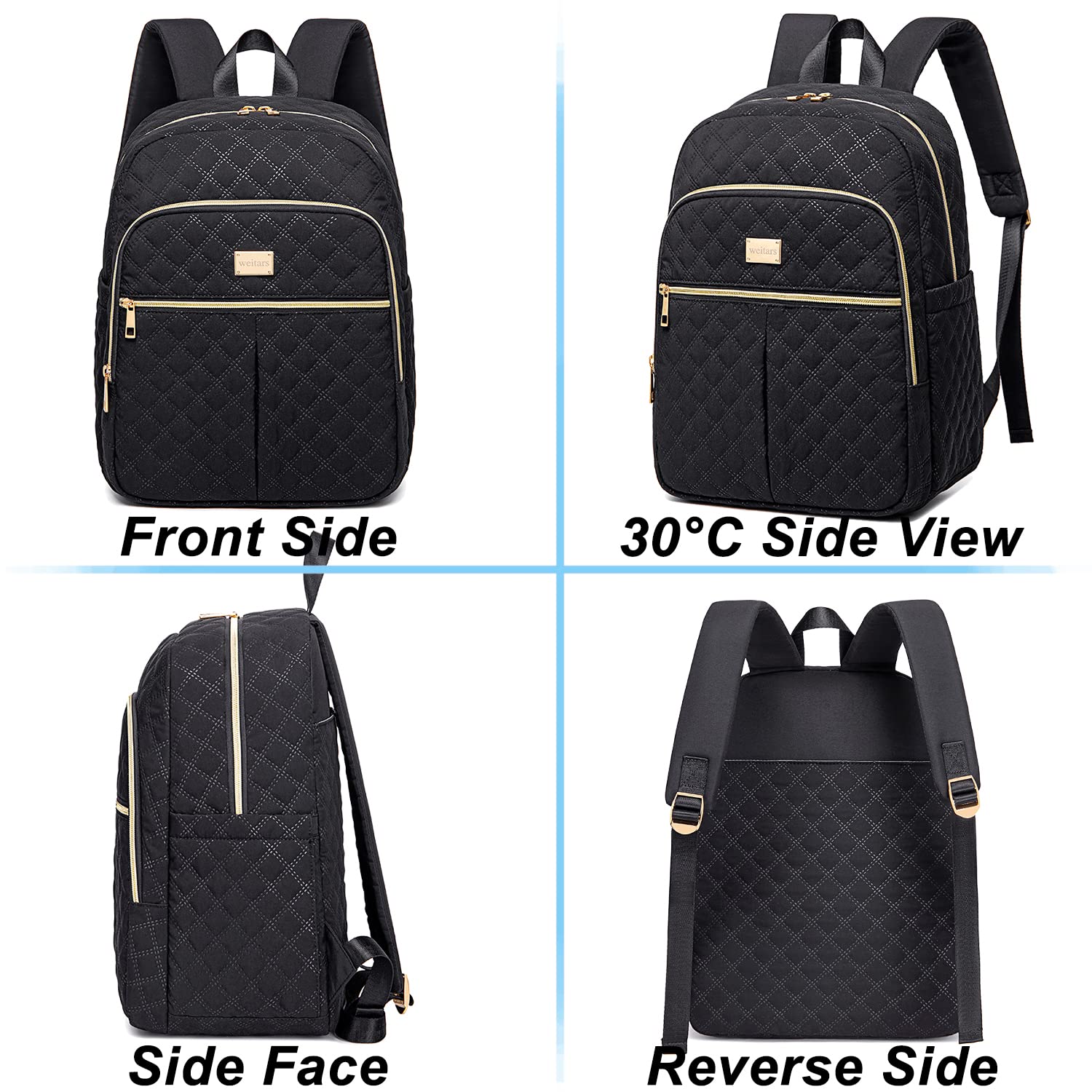 Weitars lunch backpack embroidery detail adds feminine style and durability.