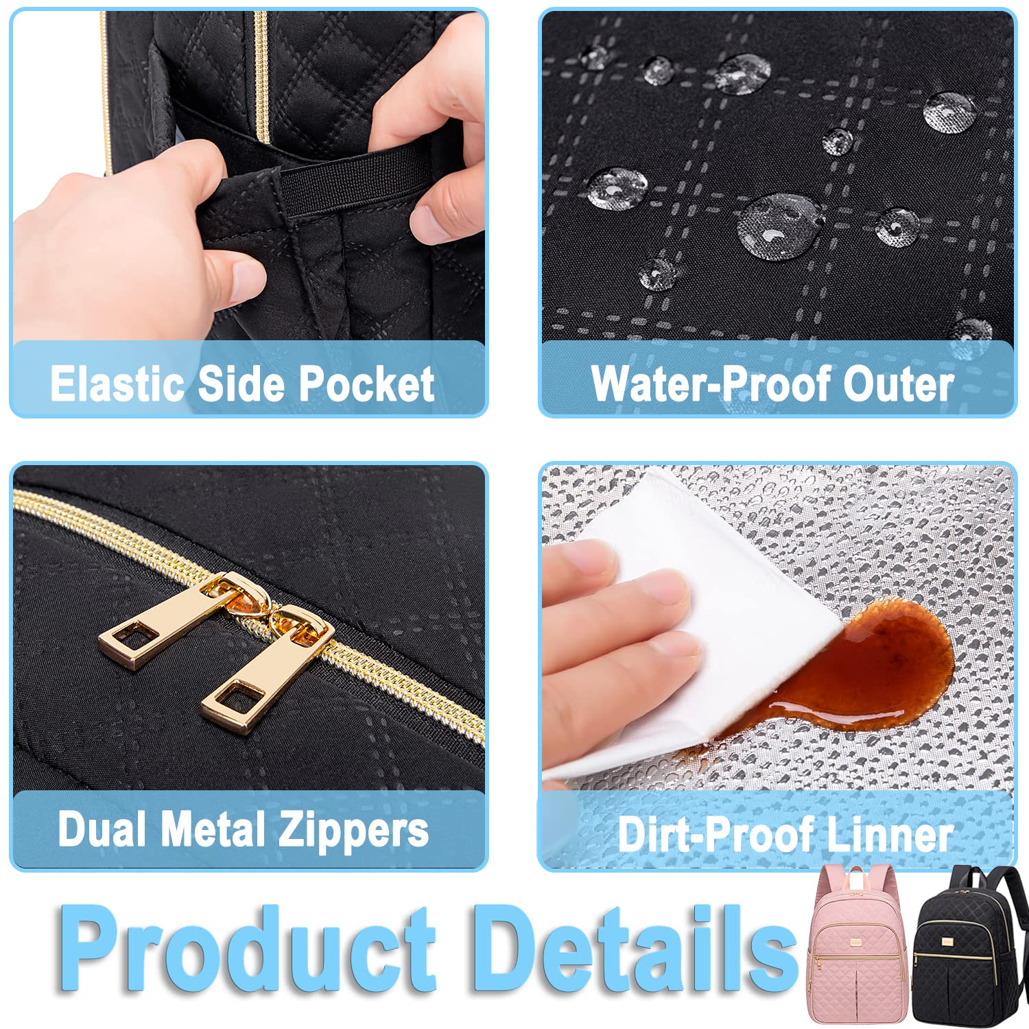 Weitars lunch backpack IPAD pocket provides safe space for tablet while commuting.