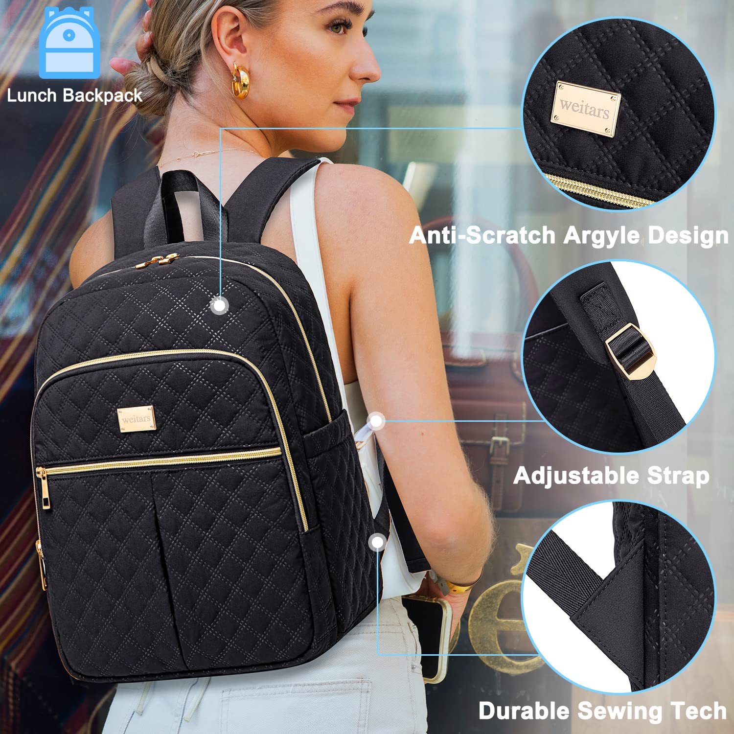 Weitars lunch backpack waterproof oxford outer resists dirt for daily adventures.