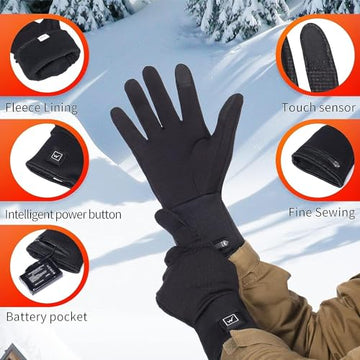 WEIVIOQ heated glove liner fleece interior for breathable comfort