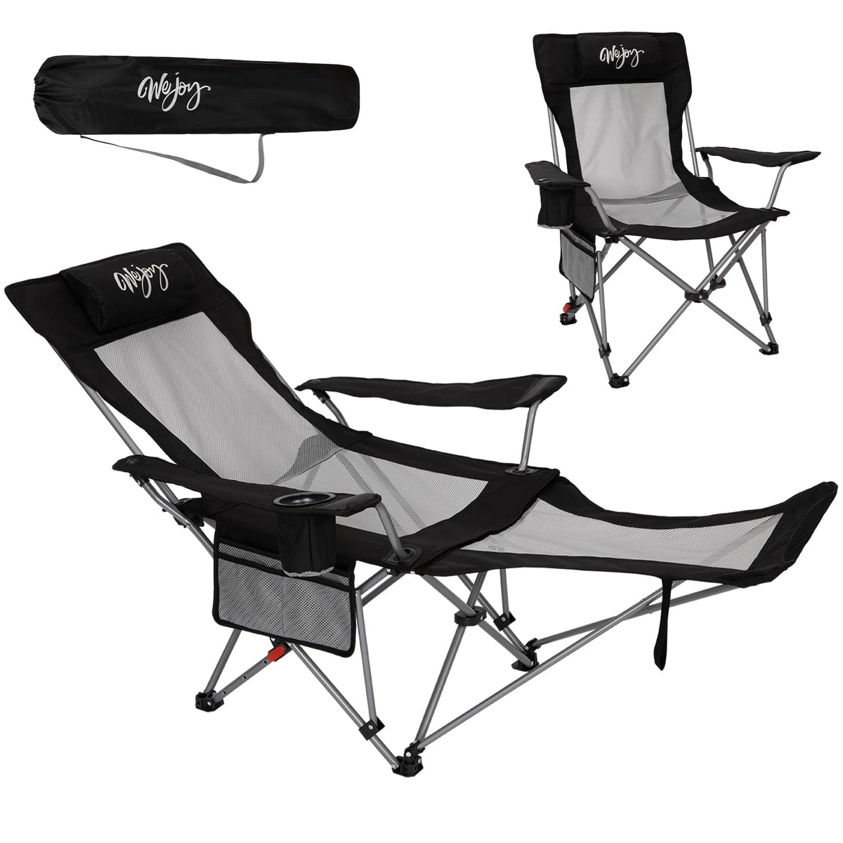 WEJOY 2-in-1 reclining camping chair backrest adjustable for comfort on outdoor trips