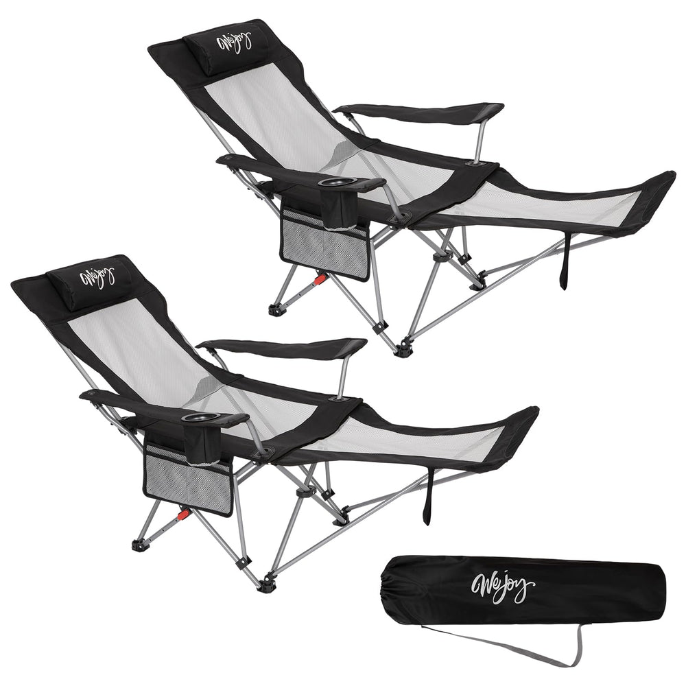 WEJOY 2-in-1 reclining camping chair backrest positions provide customizable comfort on outdoor trips.