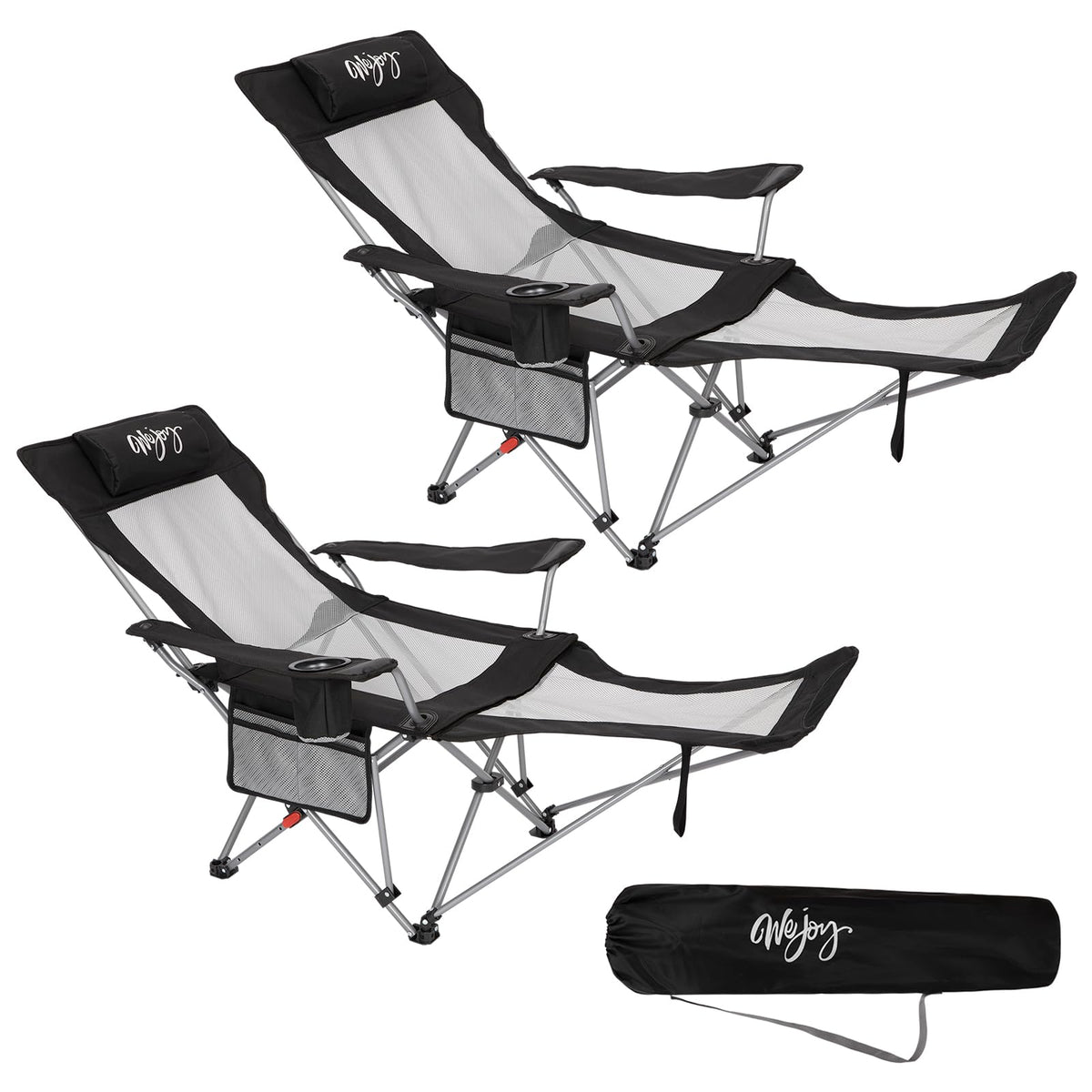 WEJOY 2-in-1 reclining camping chair backrest positions provide customizable comfort on outdoor trips.