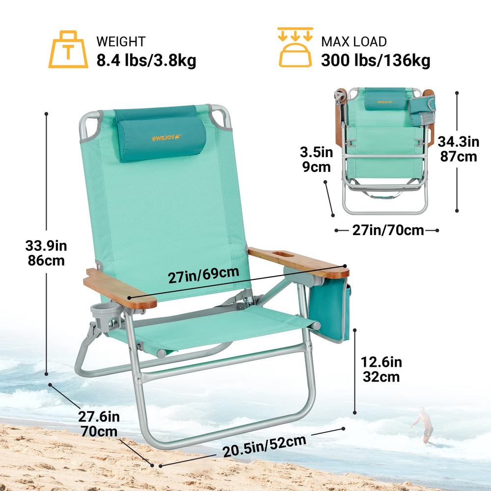 WEJOY 2-pack oversized beach chair open in full recline for sunbathing.
