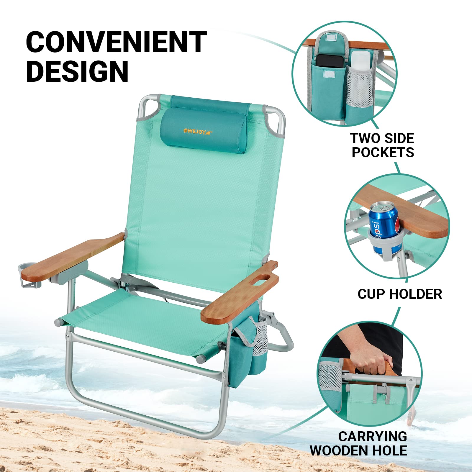 WEJOY aluminum frame with durable fabric supports frequent outdoor use.