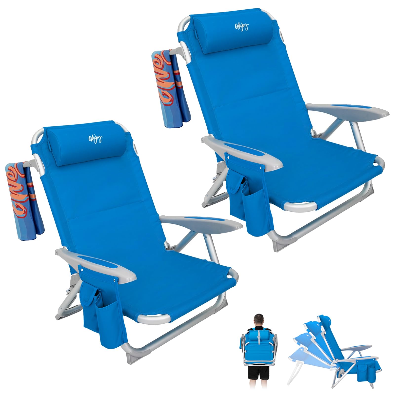 WEJOY beach chair adults reclining for adjustable shore comfort
