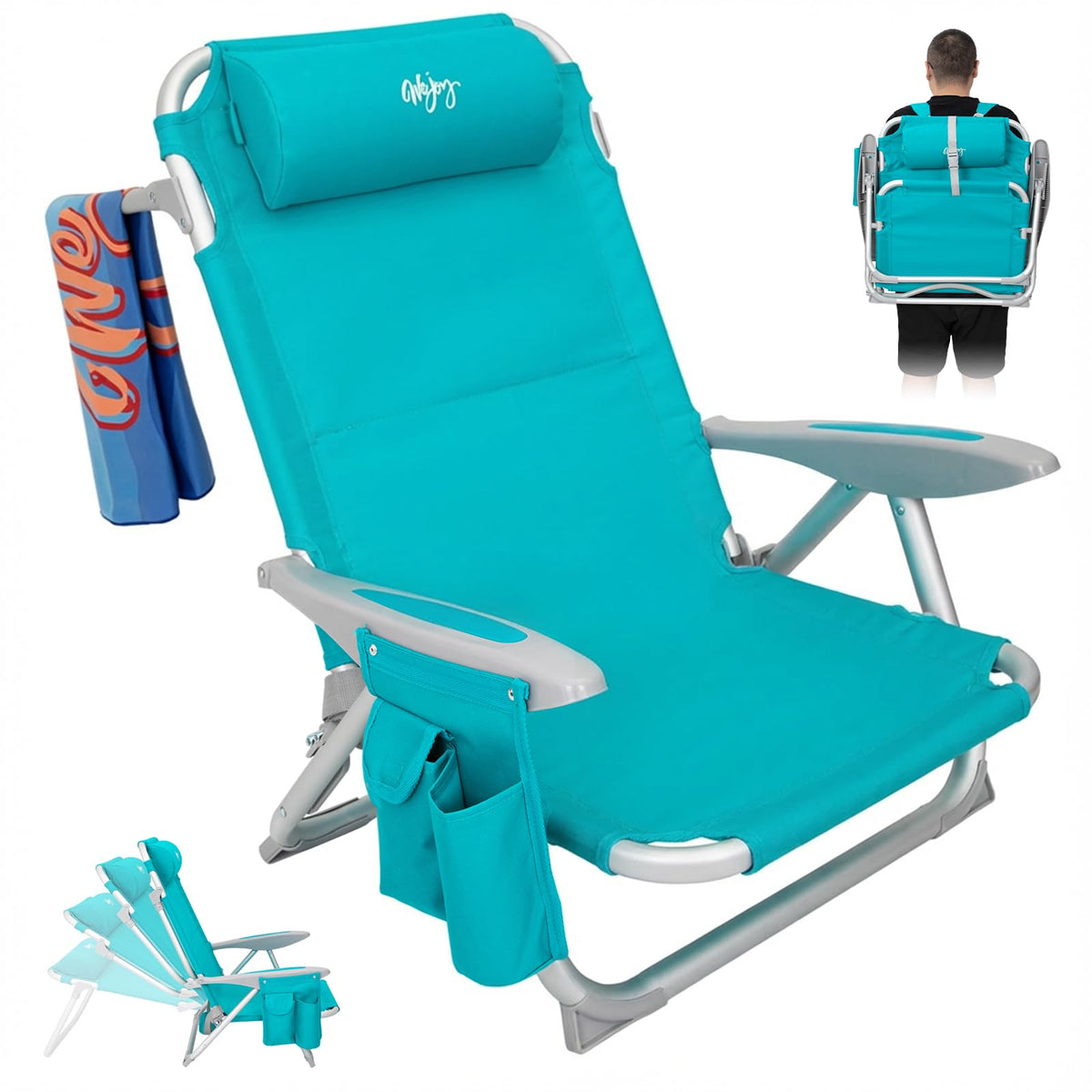 WEJOY beach chair adults reclining for customizable comfort on the sand