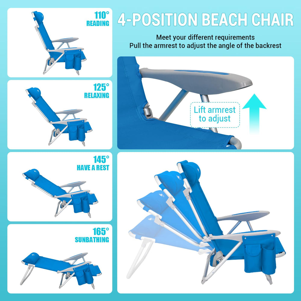 WEJOY beach chair backpack straps for hands-free carrying