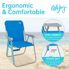 WEJOY beach chair high-back design supports comfortable lounging on sunny days.
